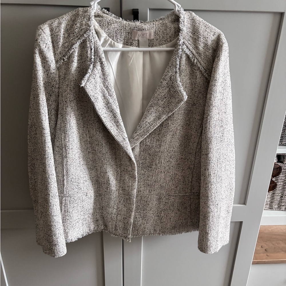 LOFT Women's Cream Textured Blazer